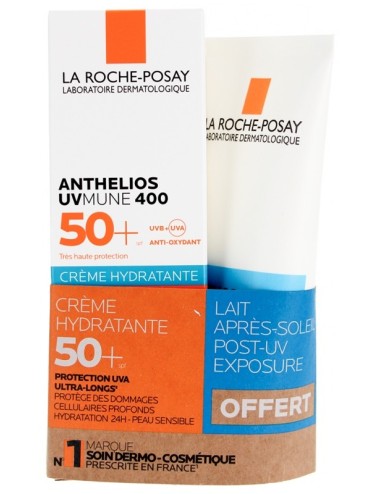 La Roche-Posay Anthelios UVmune 400 Crème Hydratante SPF50+ 50 ml + Anthelios Post-UV Exposure Lait Après-Soleil 75 ml Offert