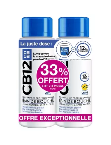 CB12 Bain de bouche menthe lot 2x250ml