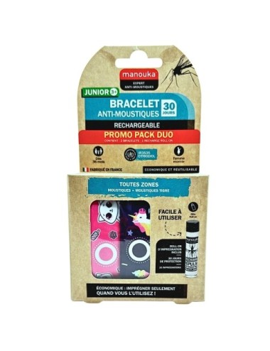 Manouka bracelet junior 3+ lot de 2  licorne et chat
